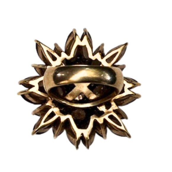 Vintage SETA Sterling Smoky Quartz Topaz Diamond HUGE Cocktail Ring Sz 8 - Picture 8 of 12